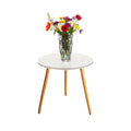SOGA Home & Living Bundle – White Side Coffee Table & Clear Glass Vase for Modern Home Decor